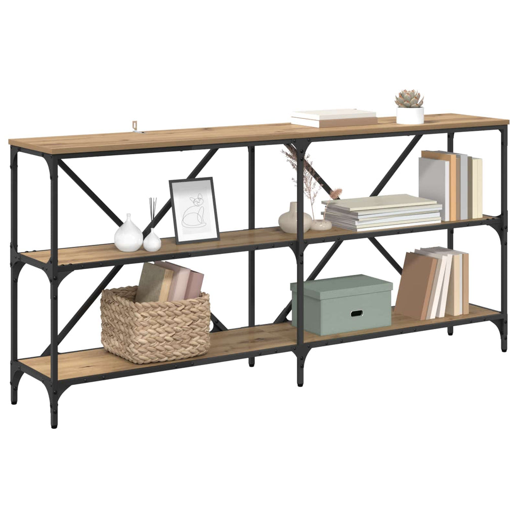 Mesa Consola con estante Roble artesanal 160 x 30 x 75 cm