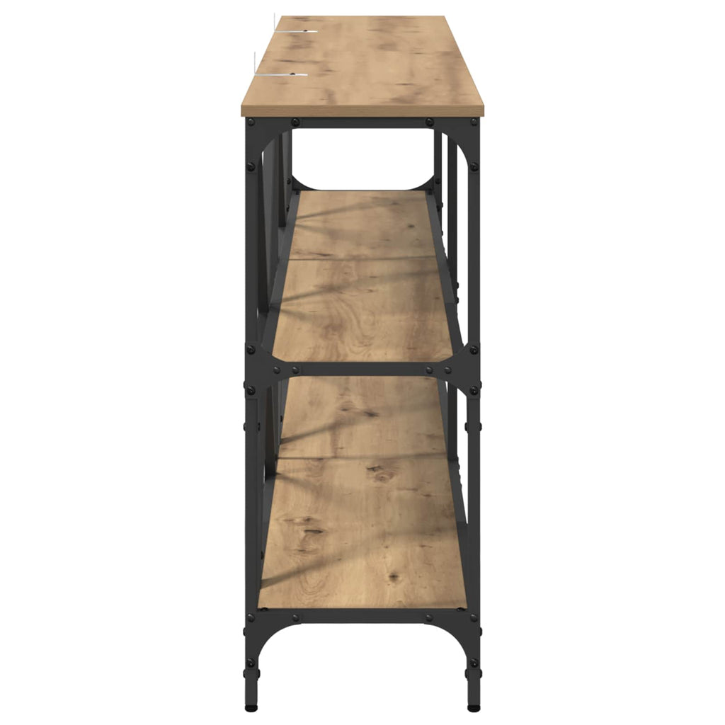 Mesa Consola con estante Roble artesanal 160 x 30 x 75 cm