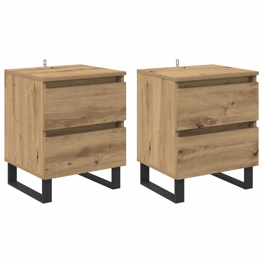 Armario de Noche 2 pcs Roble artesanal 40 x 35 x 50 cm