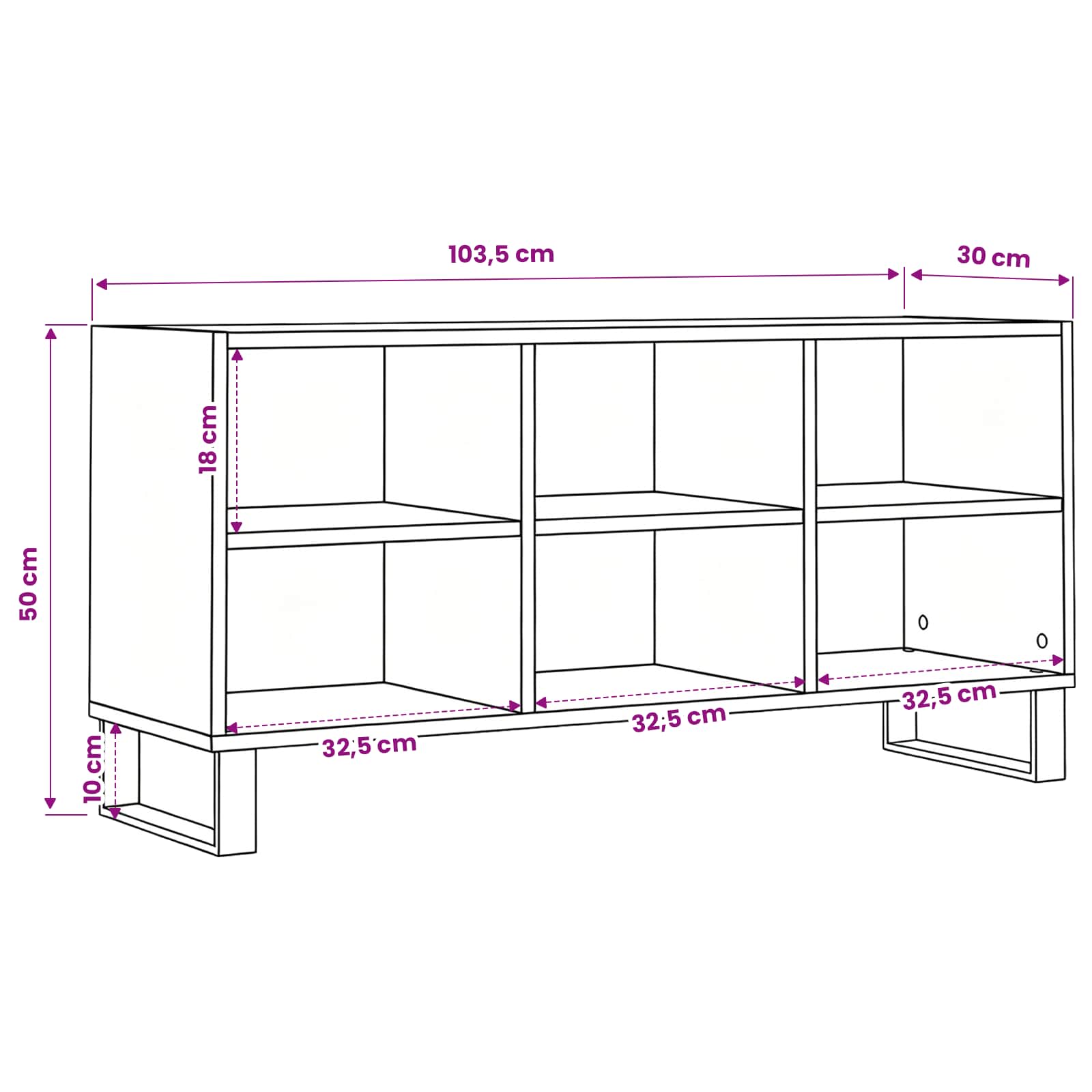 Gabinete de TV Madera Vieja 103,5 x 30 x 50 cm