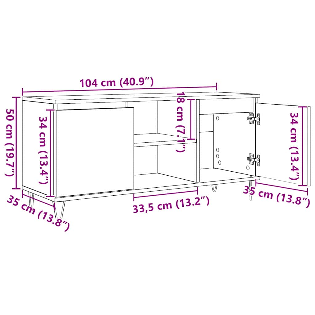 Gabinete de TV Madera Vieja 104 x 35 x 50 cm