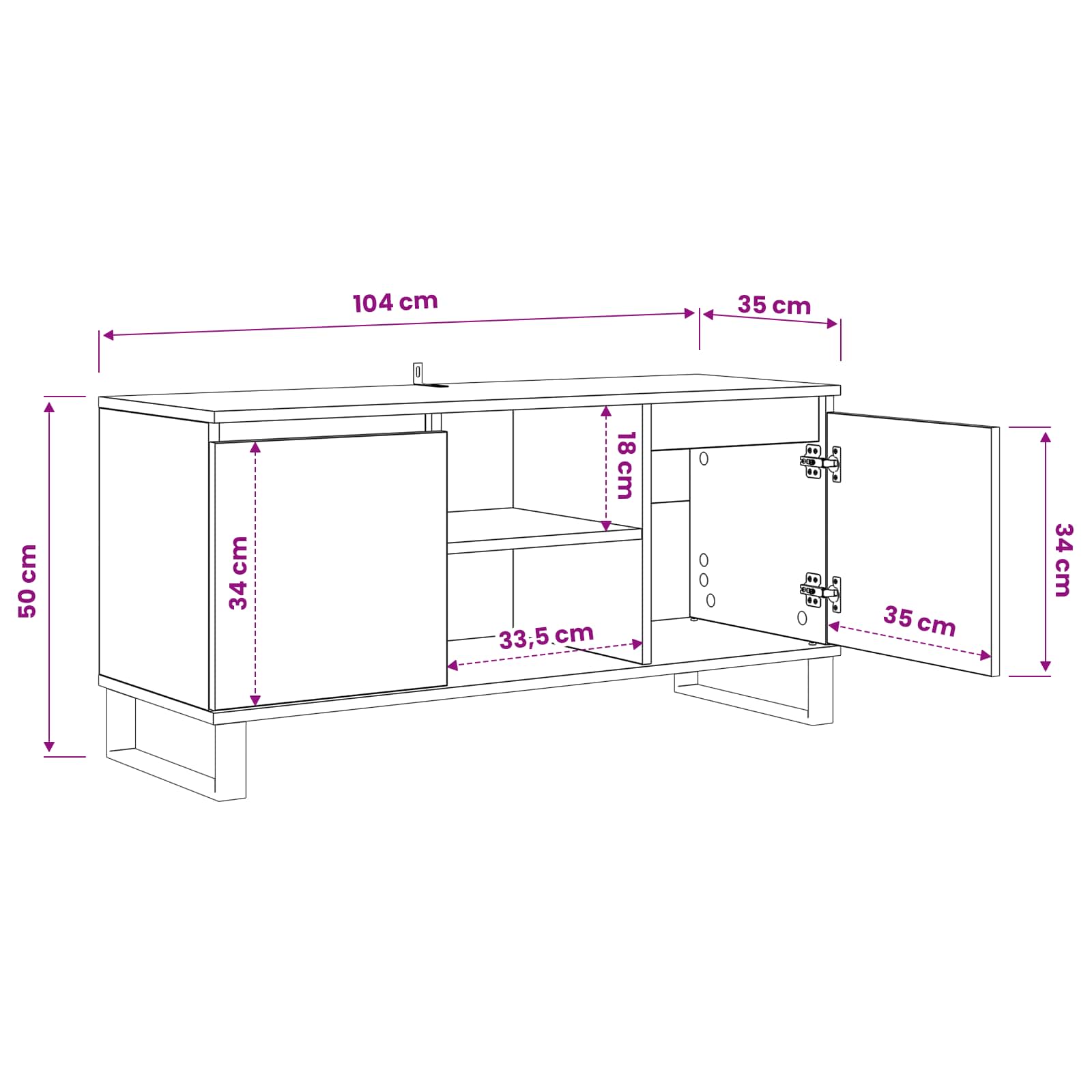 Gabinete de TV Madera Vieja 104 x 35 x 50 cm