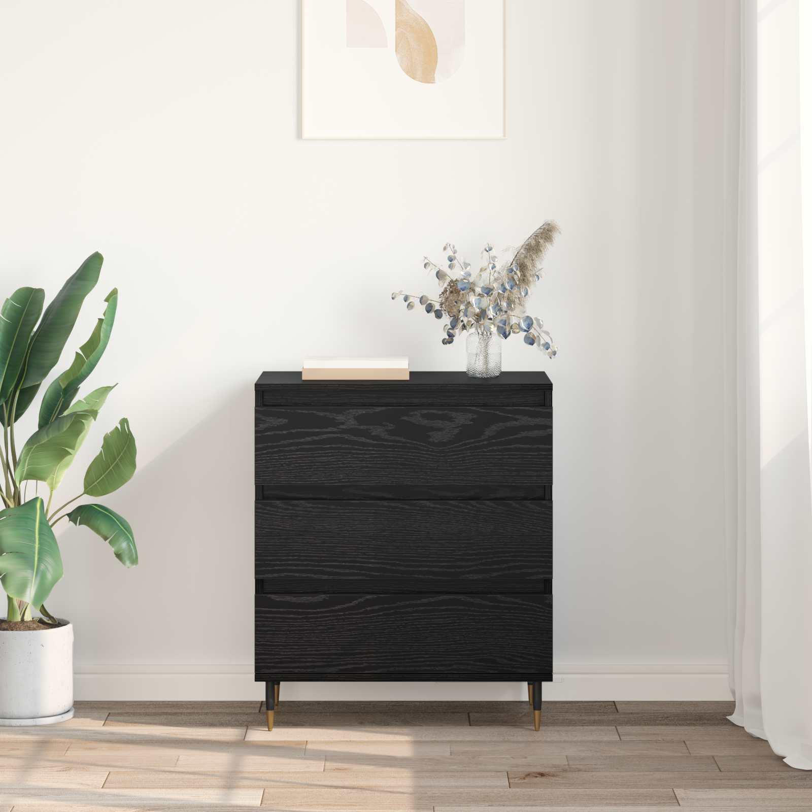 Vitrina Roble Negro 60 x 35 x 70 cm Madera contrachapada
