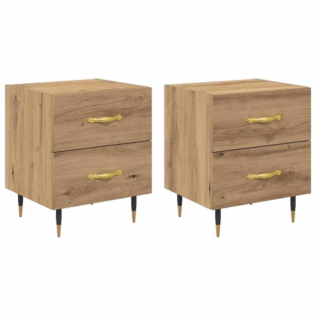 Armario de Noche 2 pcs Roble artesanal 40 x 35 x 47,5 cm