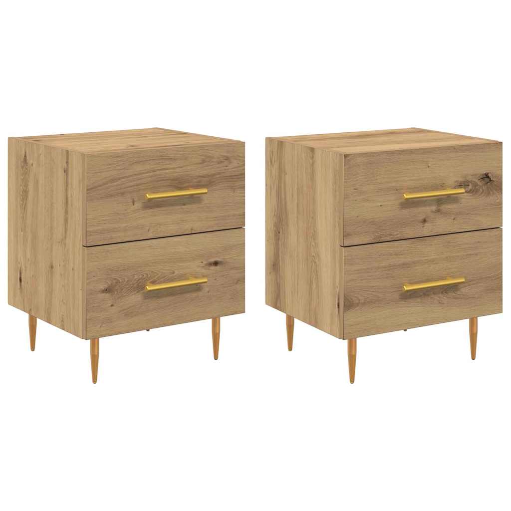 Armario de Noche 2 pcs Roble artesanal 40 x 35 x 47,5 cm