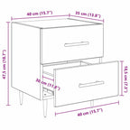 Armario de Noche 2 pcs Roble artesanal 40 x 35 x 47,5 cm