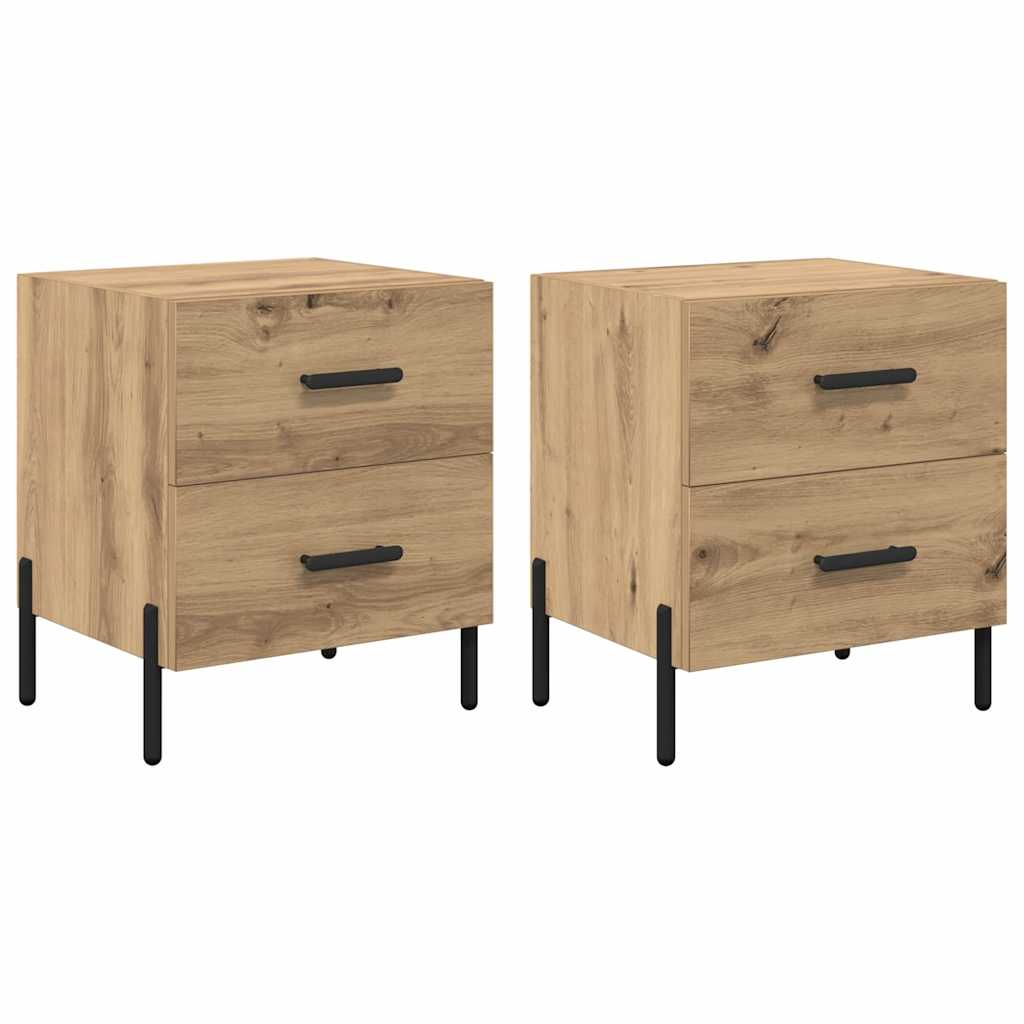 Armario de Noche 2 pcs Roble artesanal 40 x 35 x 47,5 cm