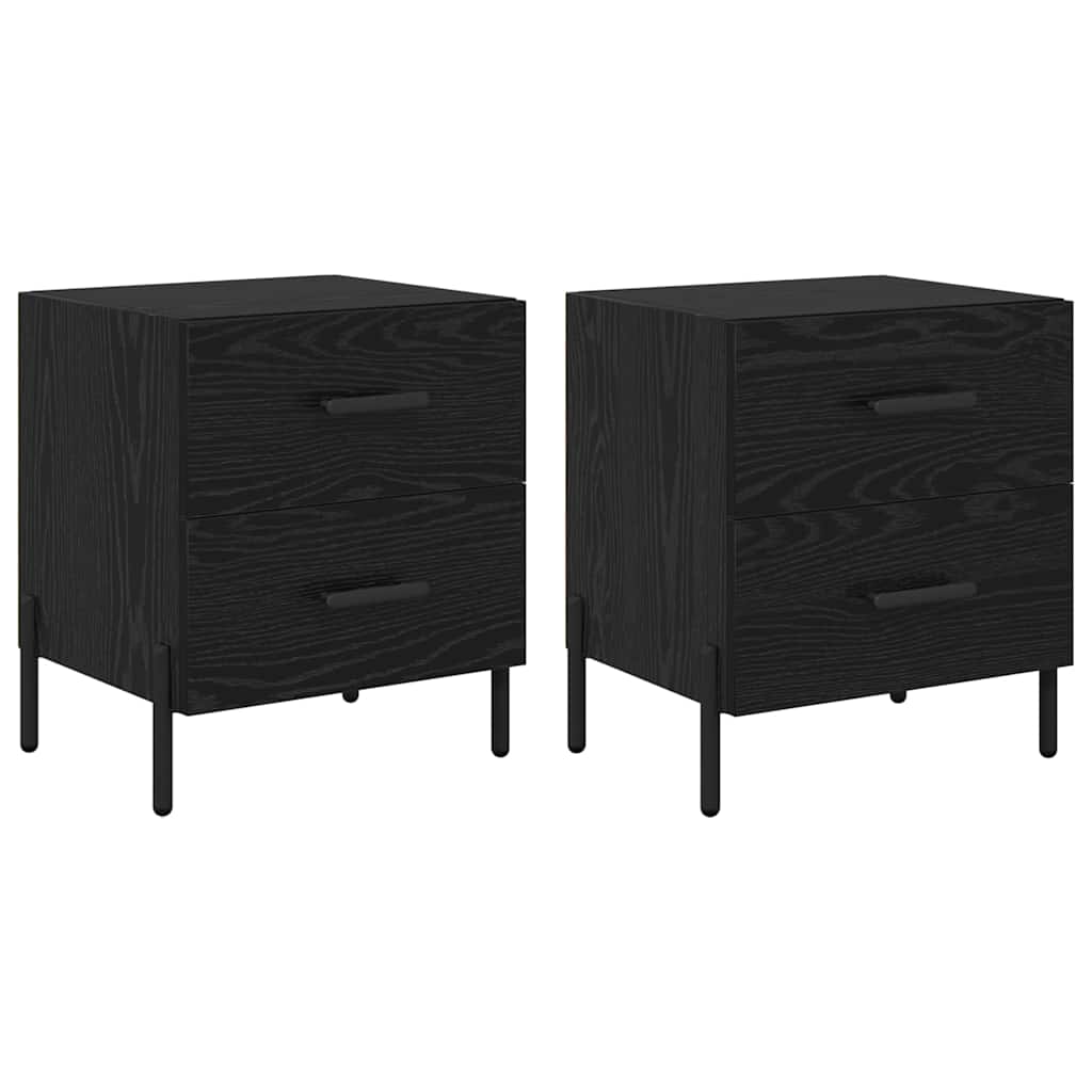 Armario de Noche con cajón 2 pcs Roble Negro 40 x 35 x 47,5 cm