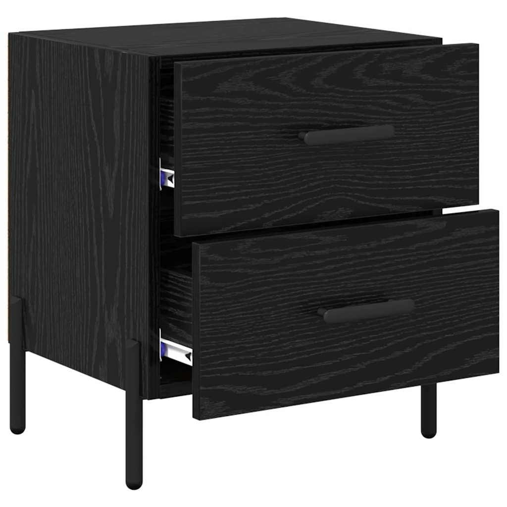Armario de Noche con cajón 2 pcs Roble Negro 40 x 35 x 47,5 cm