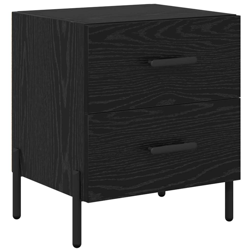 Armario de Noche con cajón 2 pcs Roble Negro 40 x 35 x 47,5 cm