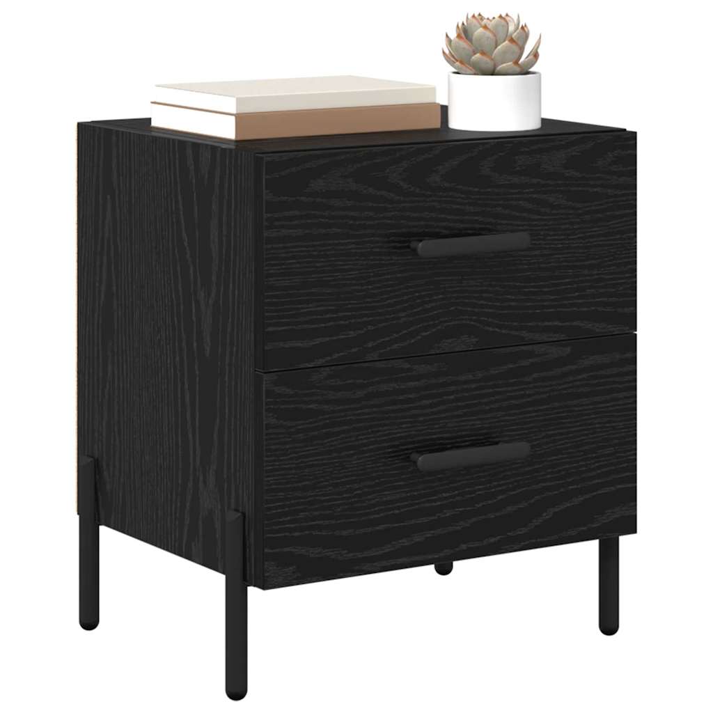 Armario de Noche con cajón 2 pcs Roble Negro 40 x 35 x 47,5 cm