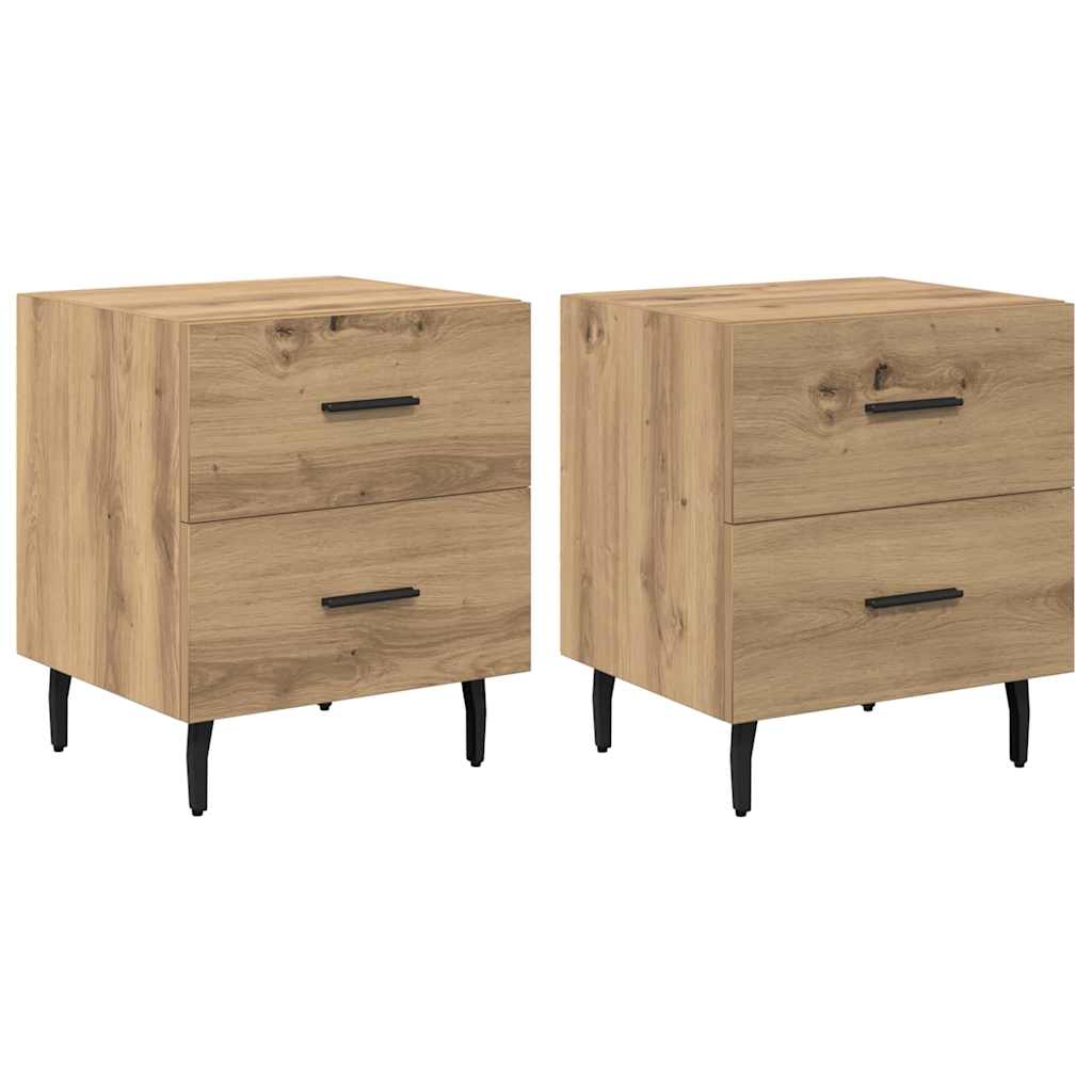 Armario de Noche 2 pcs Roble artesanal 40 x 35 x 47,5 cm