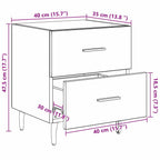 Armario de Noche 2 pcs Roble artesanal 40 x 35 x 47,5 cm