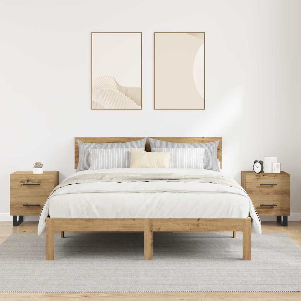Armario de Noche 2 pcs Roble artesanal 40 x 35 x 47,5 cm