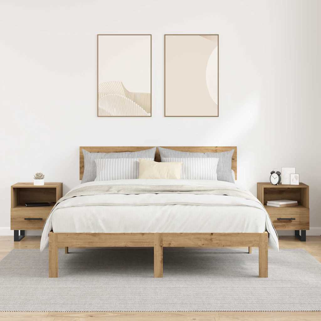 Armario de Noche 2 pcs Roble artesanal 40 x 35 x 47,5 cm