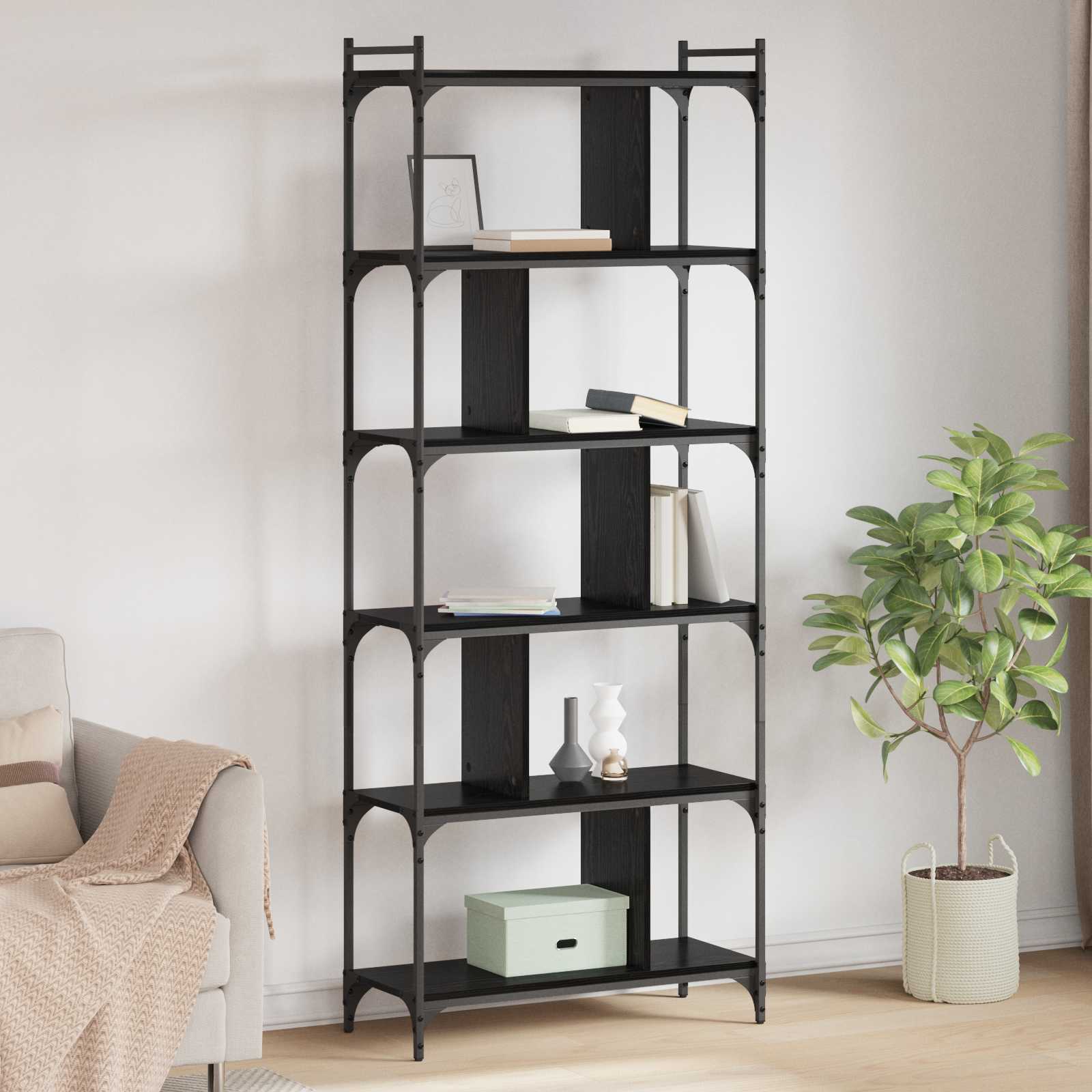 Old Wooden Bookshelf 76 x 32 x 192 cm Plywood
