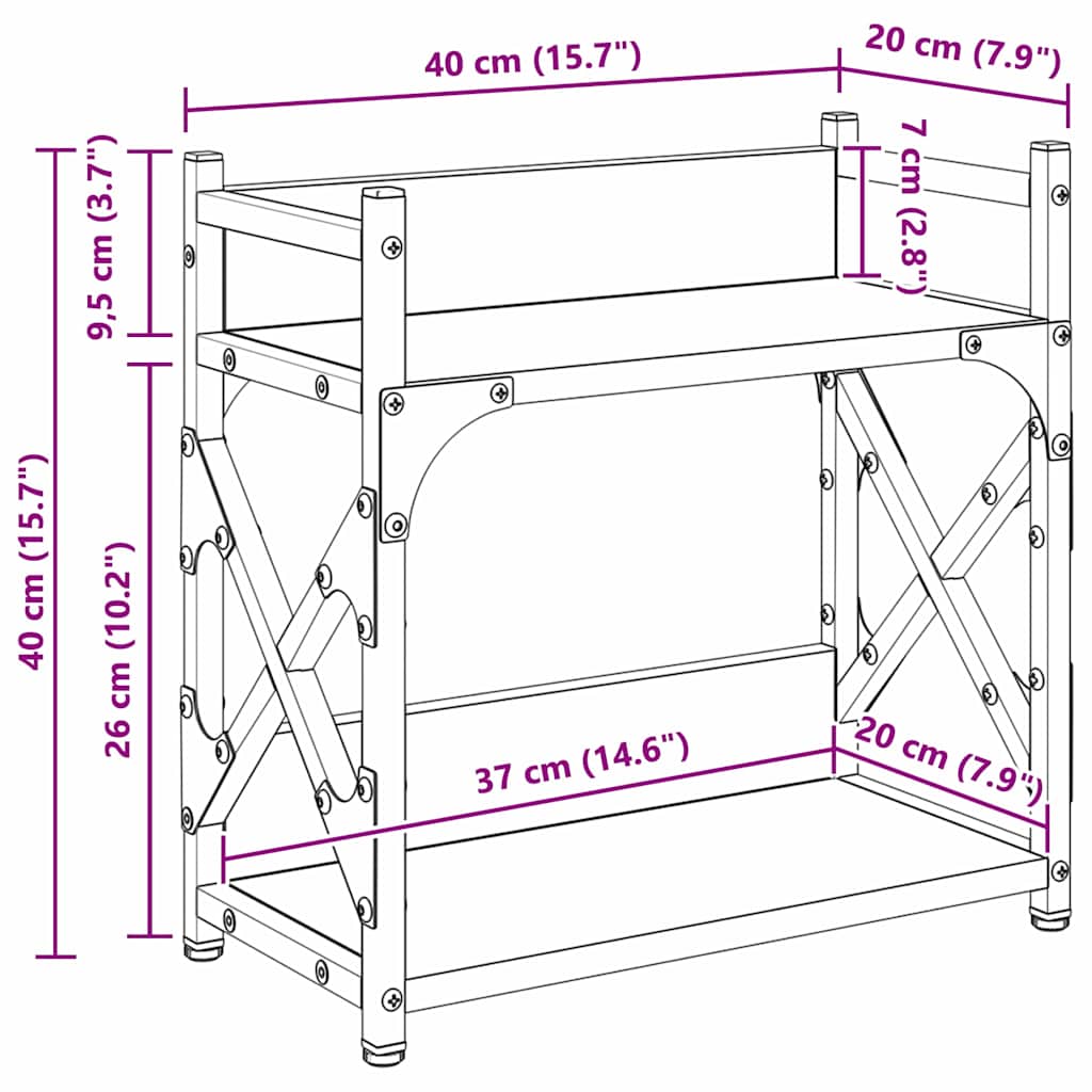 Soporte para Impresora Madera Vieja 40 x 20 x 40 cm