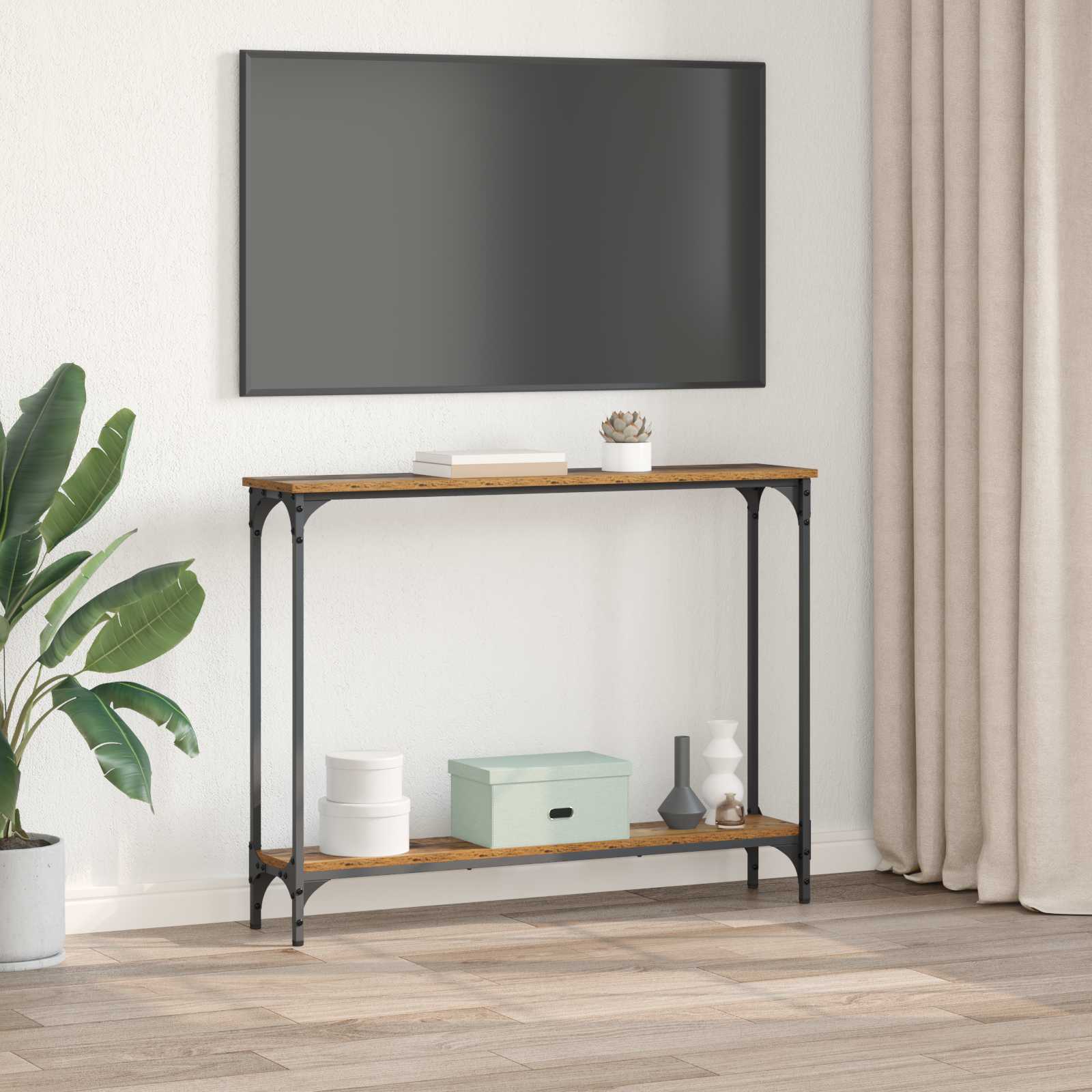 Mesa Consola con estante Madera envejecida 100 x 22,5 x 75 cm