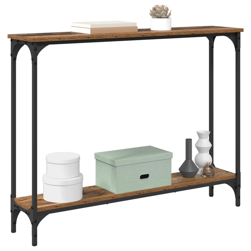 Mesa Consola con estante Madera envejecida 100 x 22,5 x 75 cm