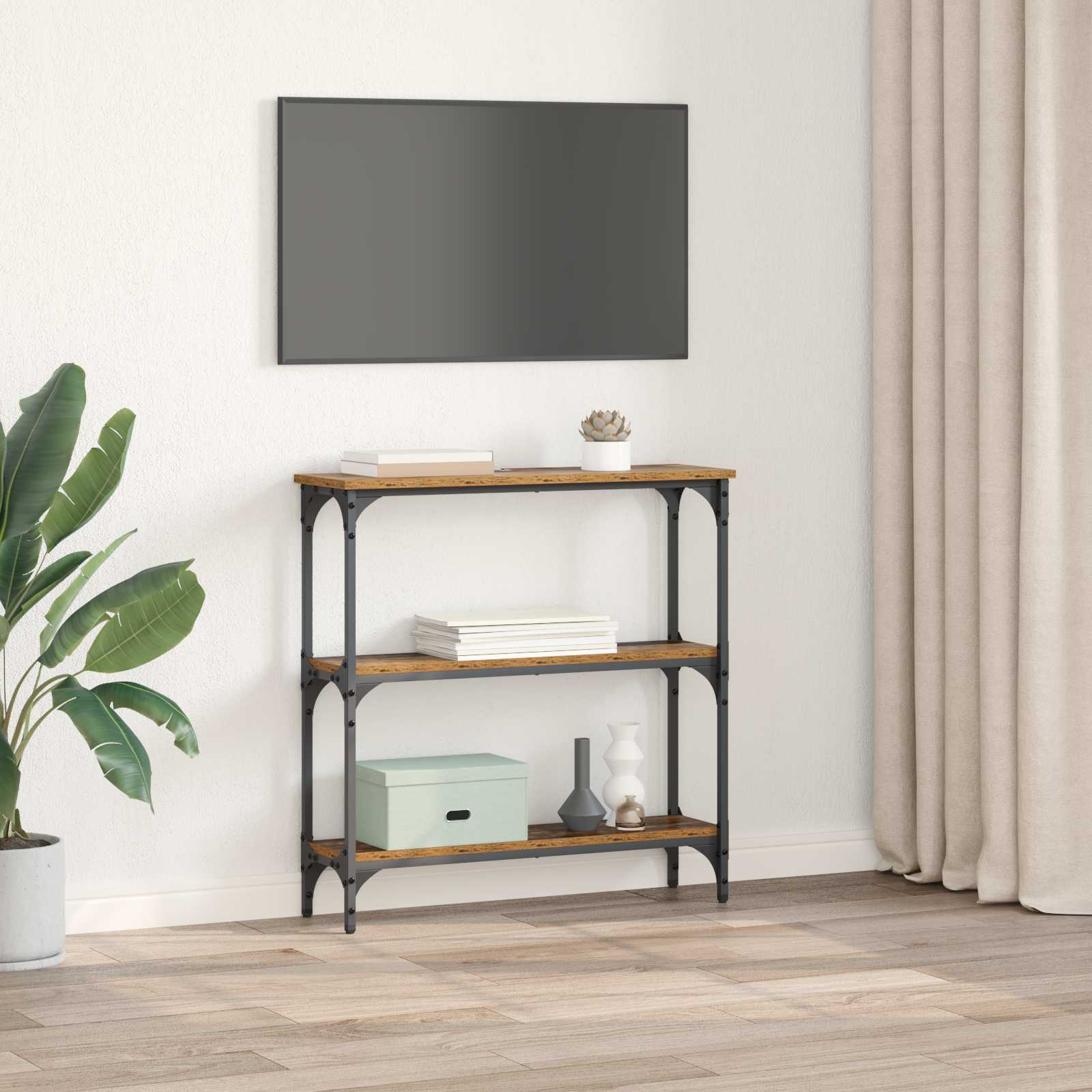 Mesa Consola con estante Madera vieja 75 x 22,5 x 75 cm