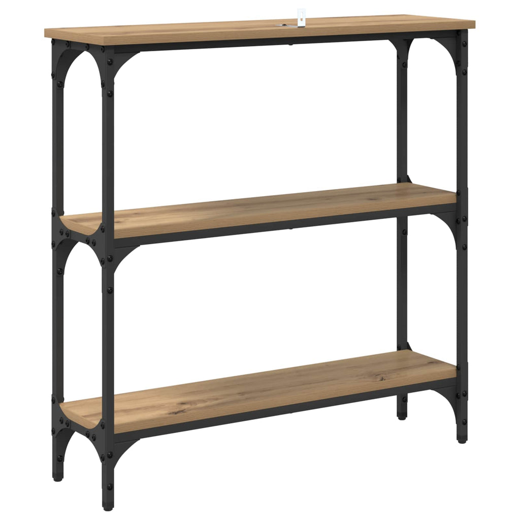 Mesa Consola con estante Roble artesanal 75 x 22,5 x 75 cm