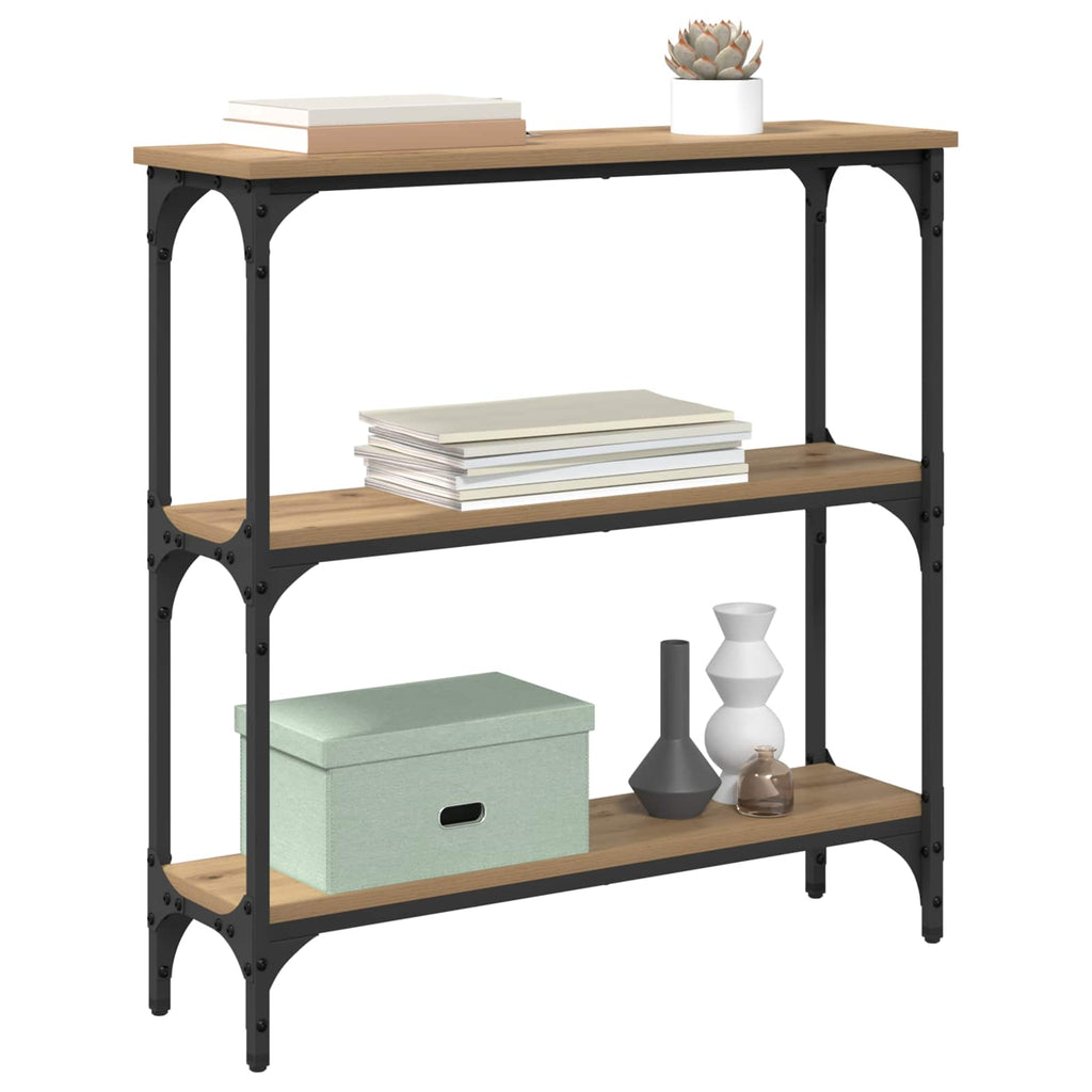 Mesa Consola con estante Roble artesanal 75 x 22,5 x 75 cm