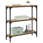 Mesa Consola con estante Roble artesanal 75 x 22,5 x 75 cm