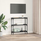 Mesa Consola Roble Negro 75 x 22,5 x 75 cm Madera de ingeniería
