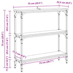 Mesa Consola Roble Negro 75 x 22,5 x 75 cm Madera de ingeniería