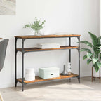 Mesa Consola con estante Madera envejecida 100 x 29 x 75 cm
