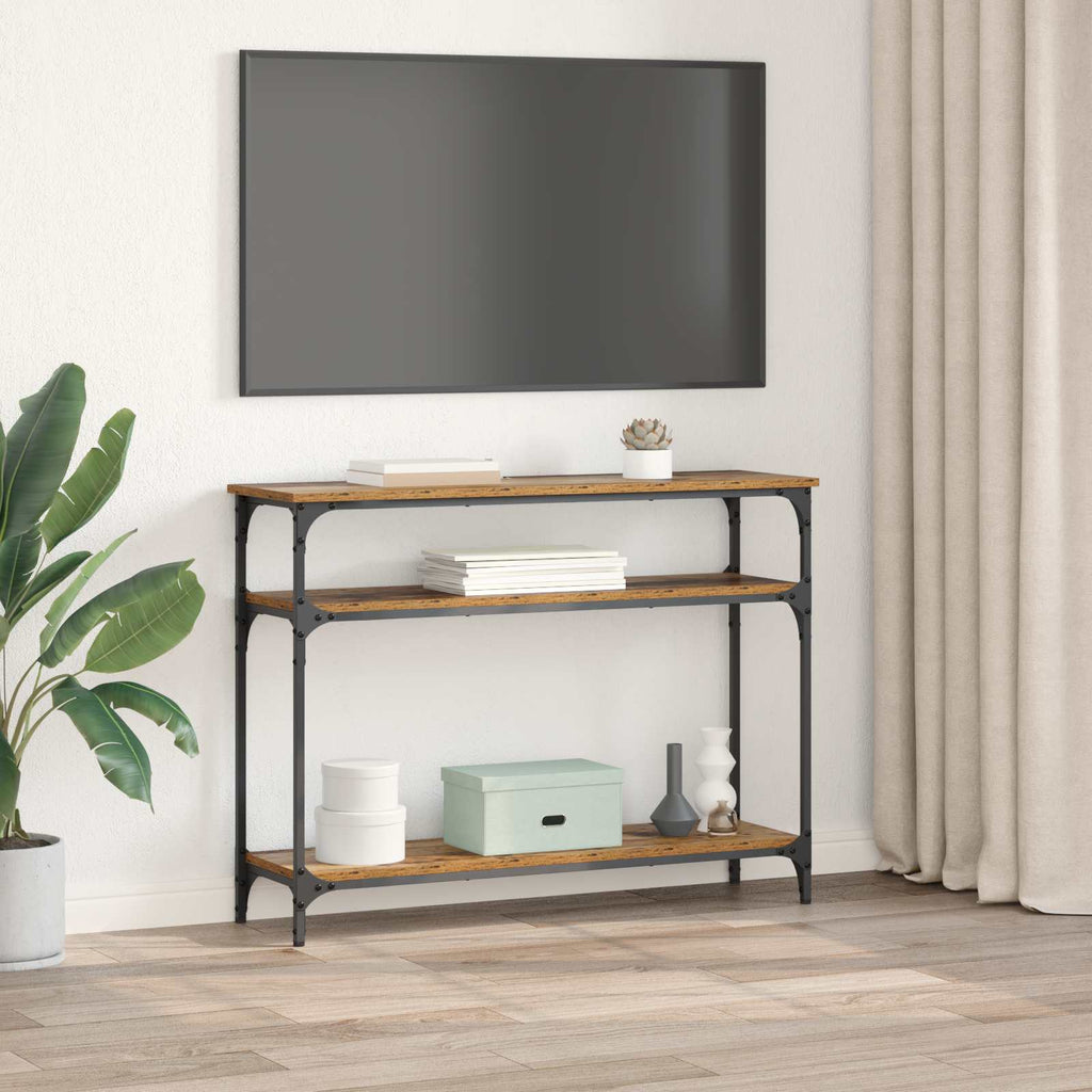 Mesa Consola con estante Madera envejecida 100 x 29 x 75 cm