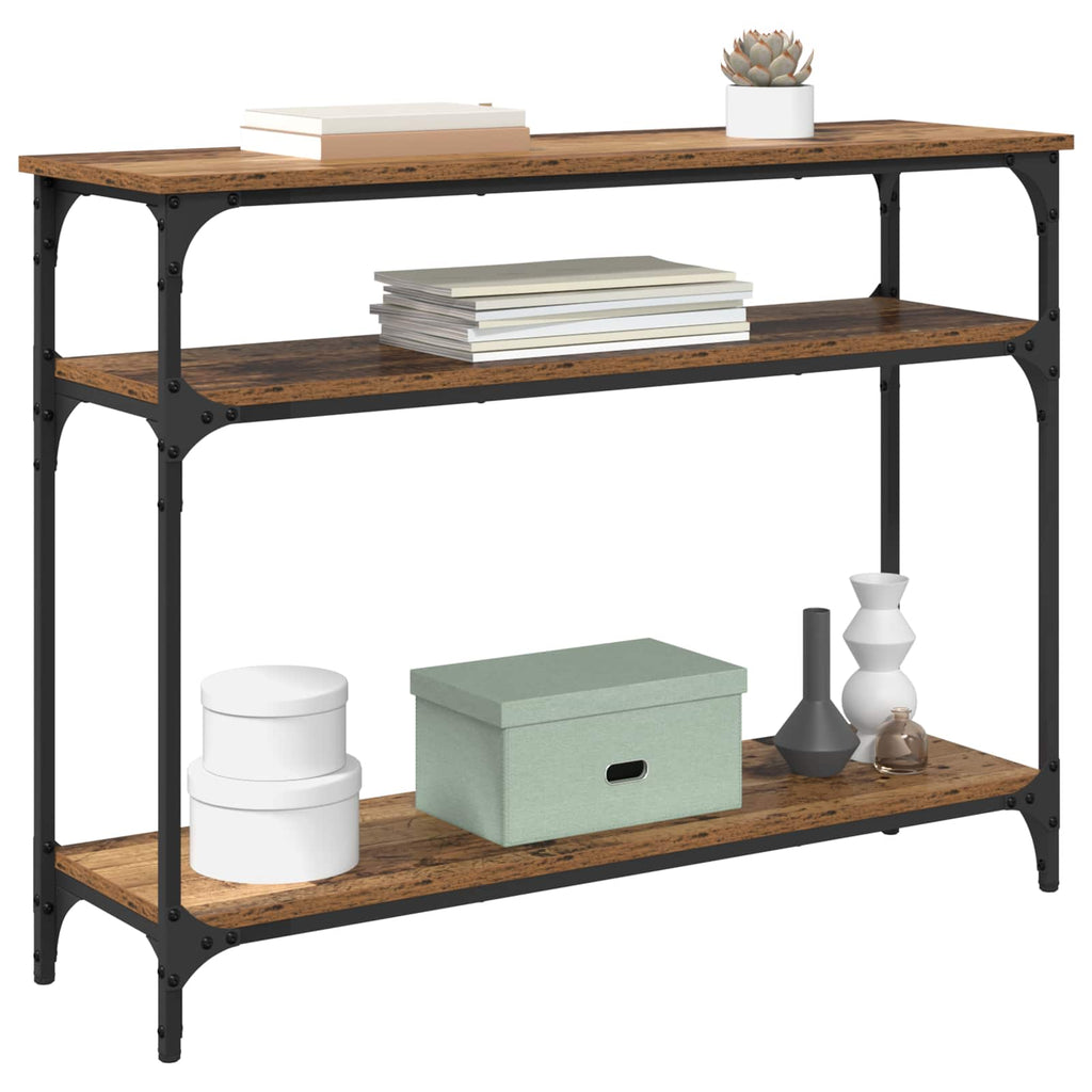Mesa Consola con estante Madera envejecida 100 x 29 x 75 cm