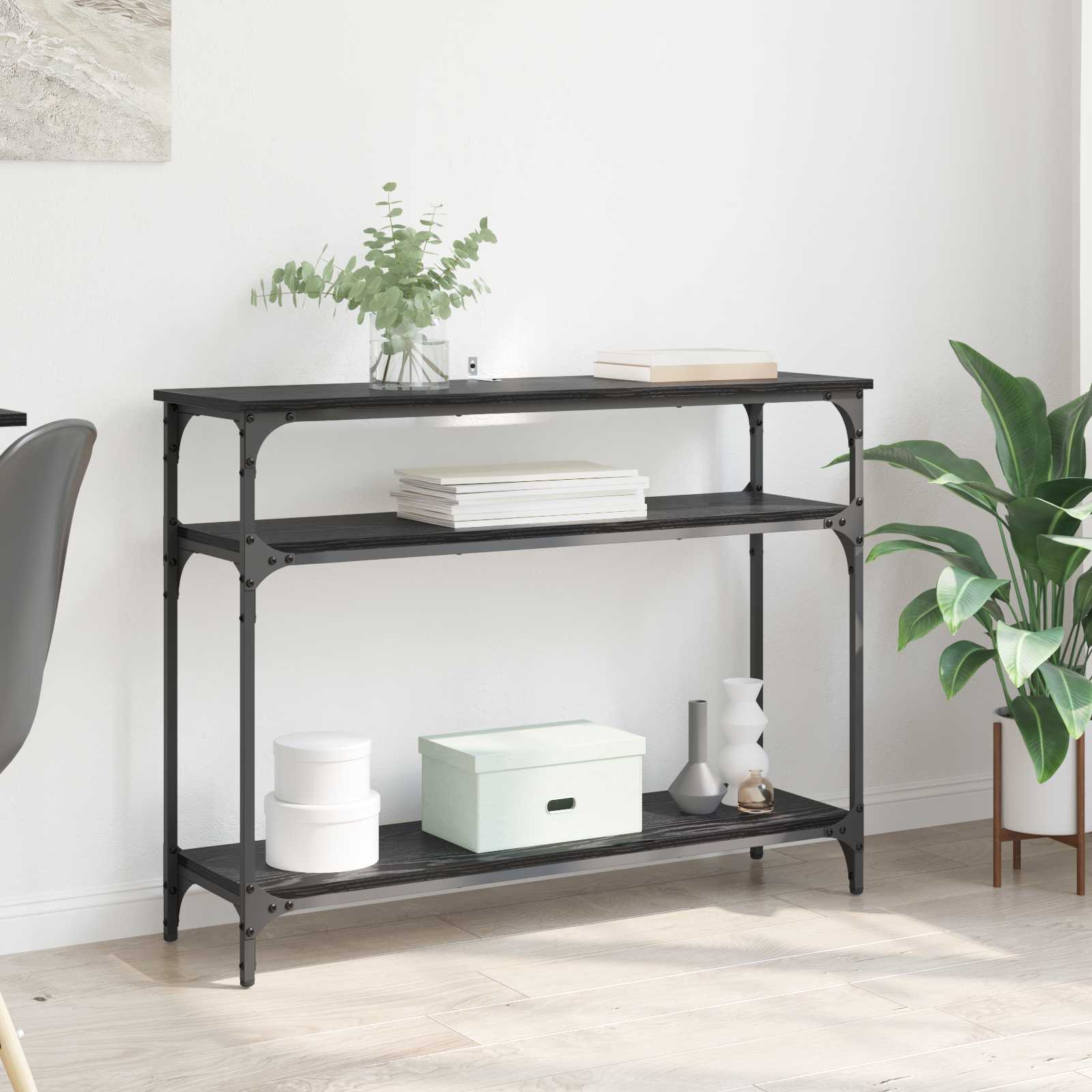 Console Table with Shelf, Aged Wood, 100 x 29 x 75 cm