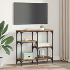 Mesa Consola con estante Madera envejecida 80 x 29 x 75 cm