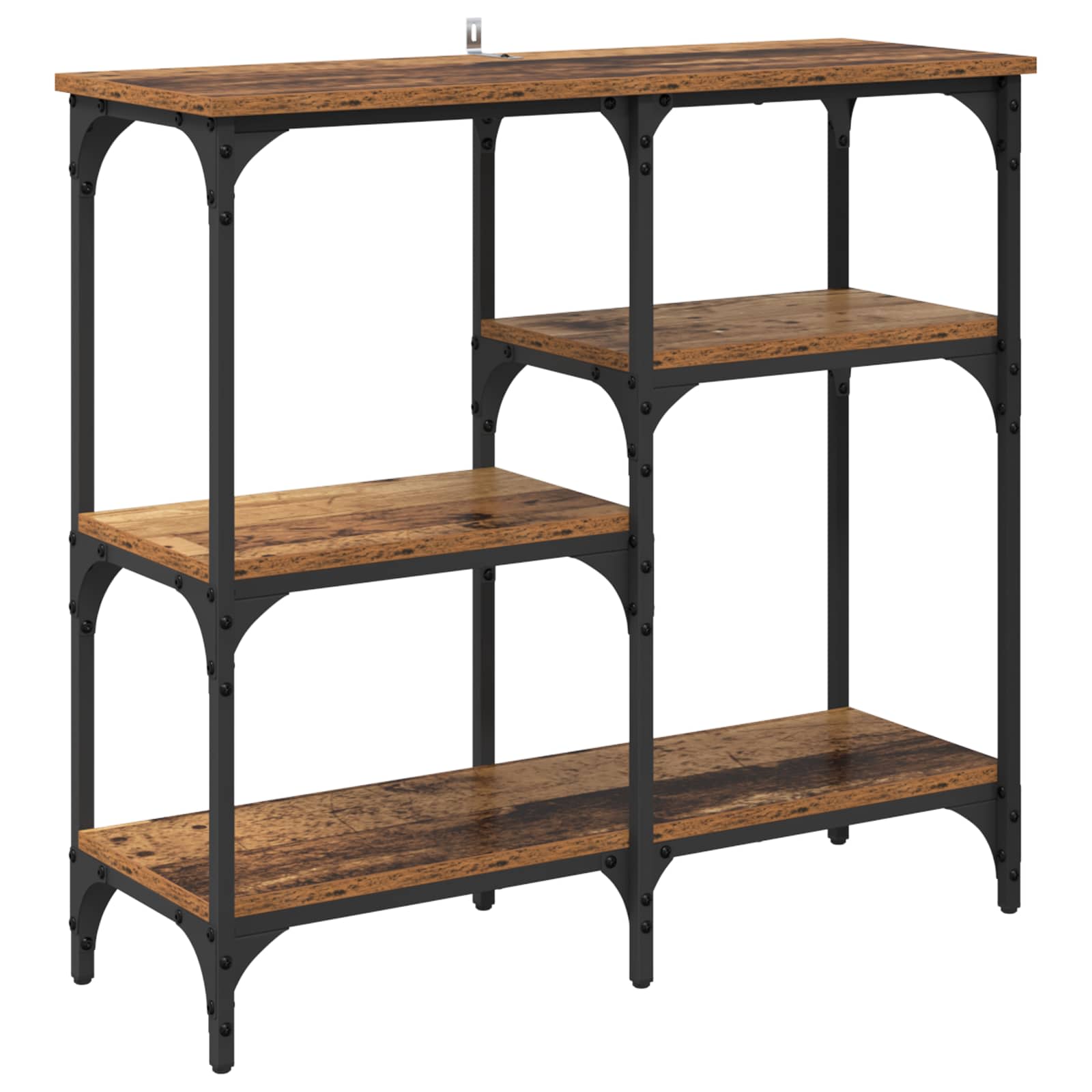 Mesa Consola con estante Madera envejecida 80 x 29 x 75 cm