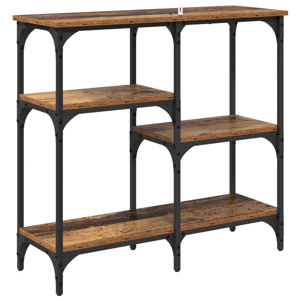 Mesa Consola con estante Madera envejecida 80 x 29 x 75 cm