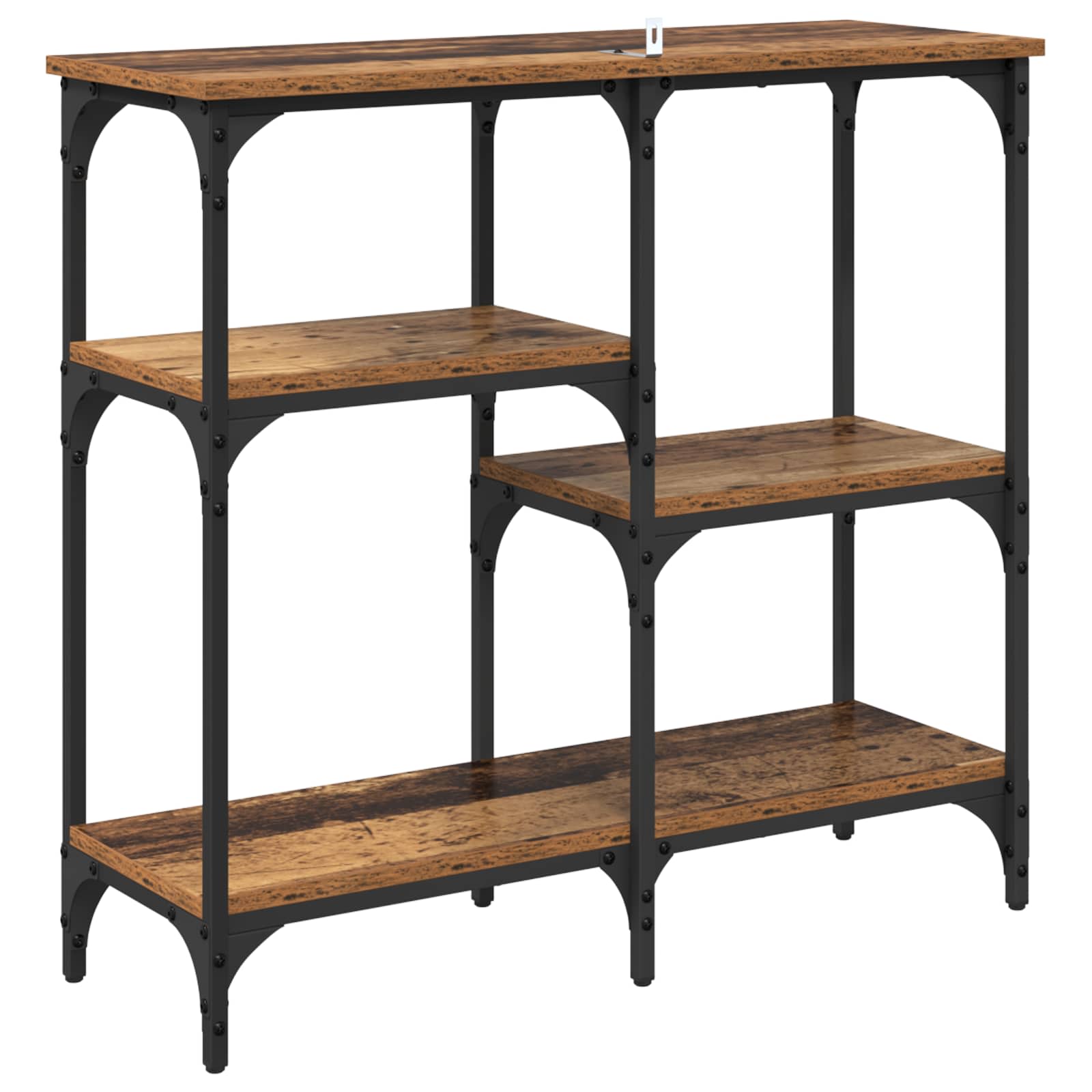 Mesa Consola con estante Madera envejecida 80 x 29 x 75 cm