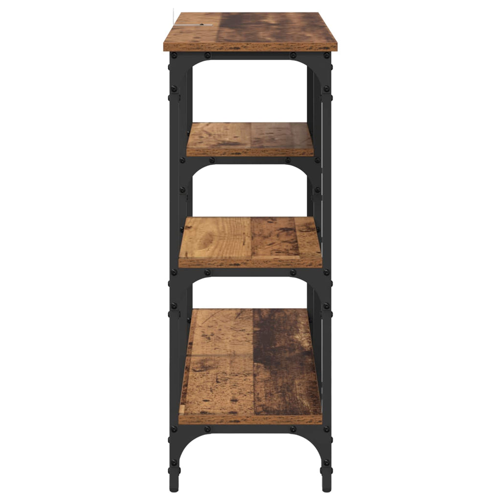 Mesa Consola con estante Madera envejecida 80 x 29 x 75 cm