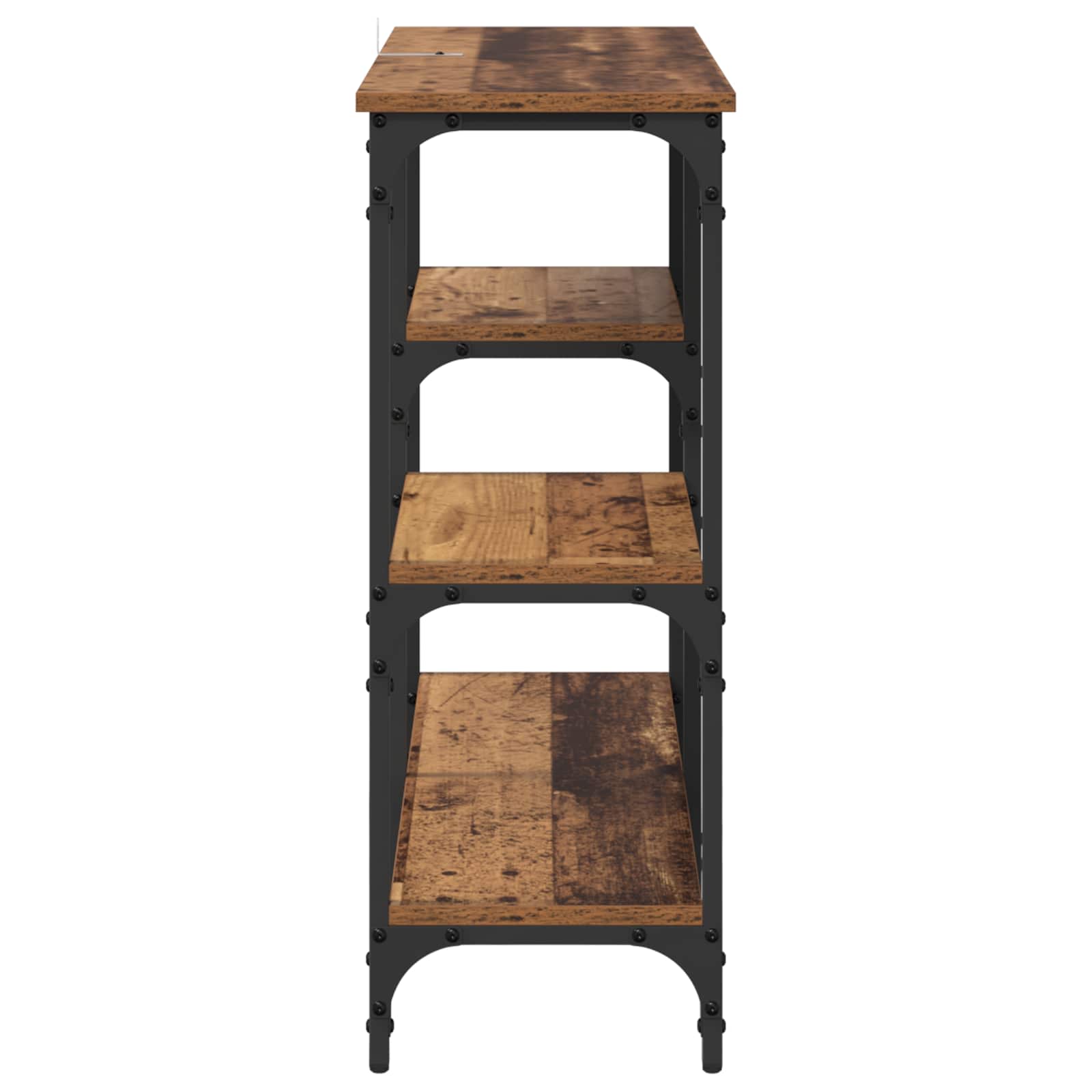 Mesa Consola con estante Madera envejecida 80 x 29 x 75 cm