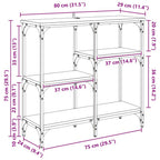 Mesa Consola con estante Madera envejecida 80 x 29 x 75 cm