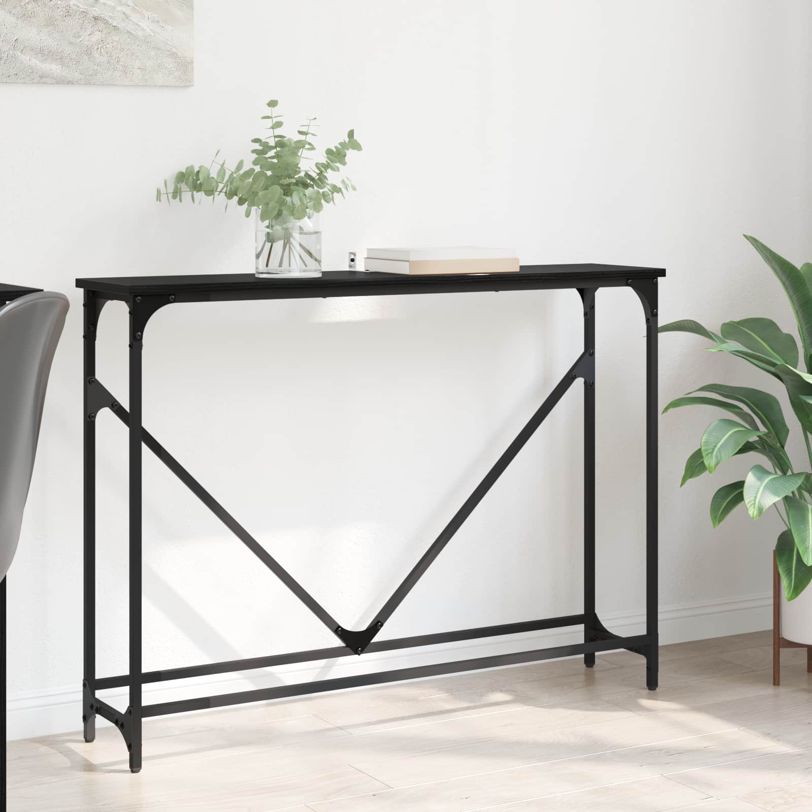 Mesa Consola Roble Negro 102 x 23 x 75 cm Madera de ingeniería