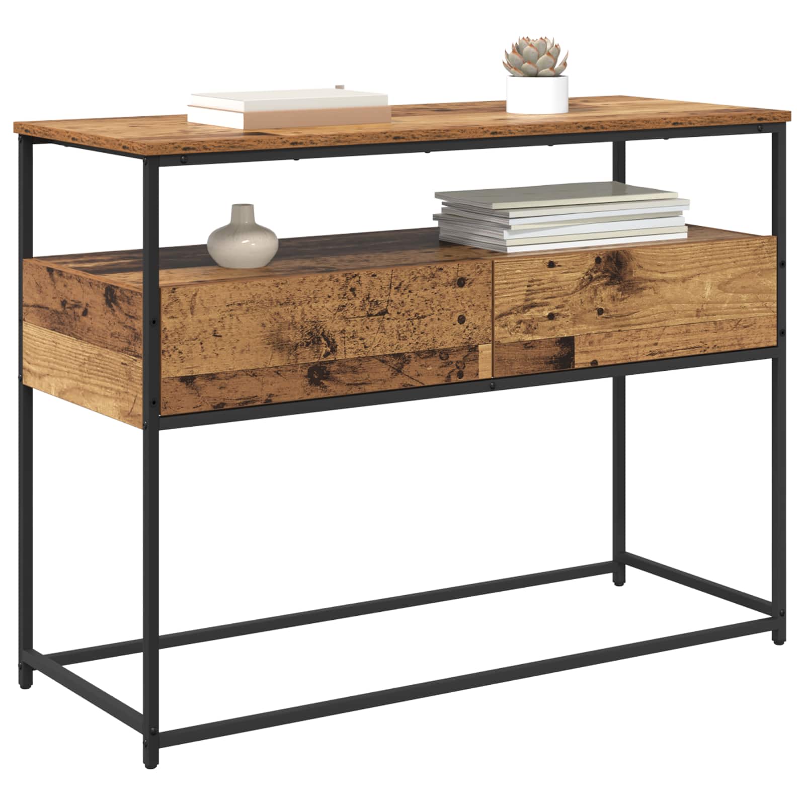 Mesa Consola con cajón Madera envejecida 100 x 40 x 75 cm