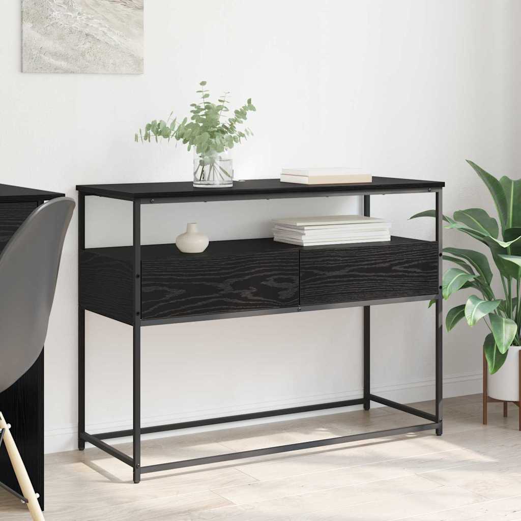 Mesa Consola Roble Negro 100 x 40 x 75 cm Madera de ingeniería