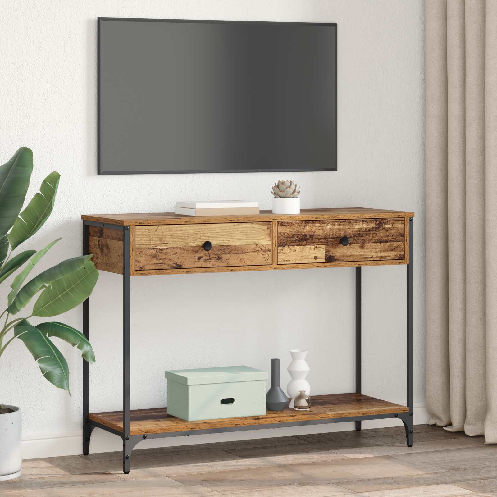 Mesa Consola con cajón Madera Vieja 100 x 34,5 x 75 cm
