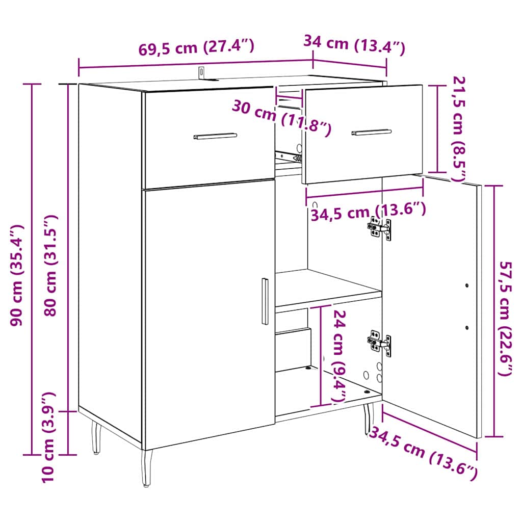 Vitrina Madera Vieja 69,5 x 34 x 90 cm Madera contrachapada