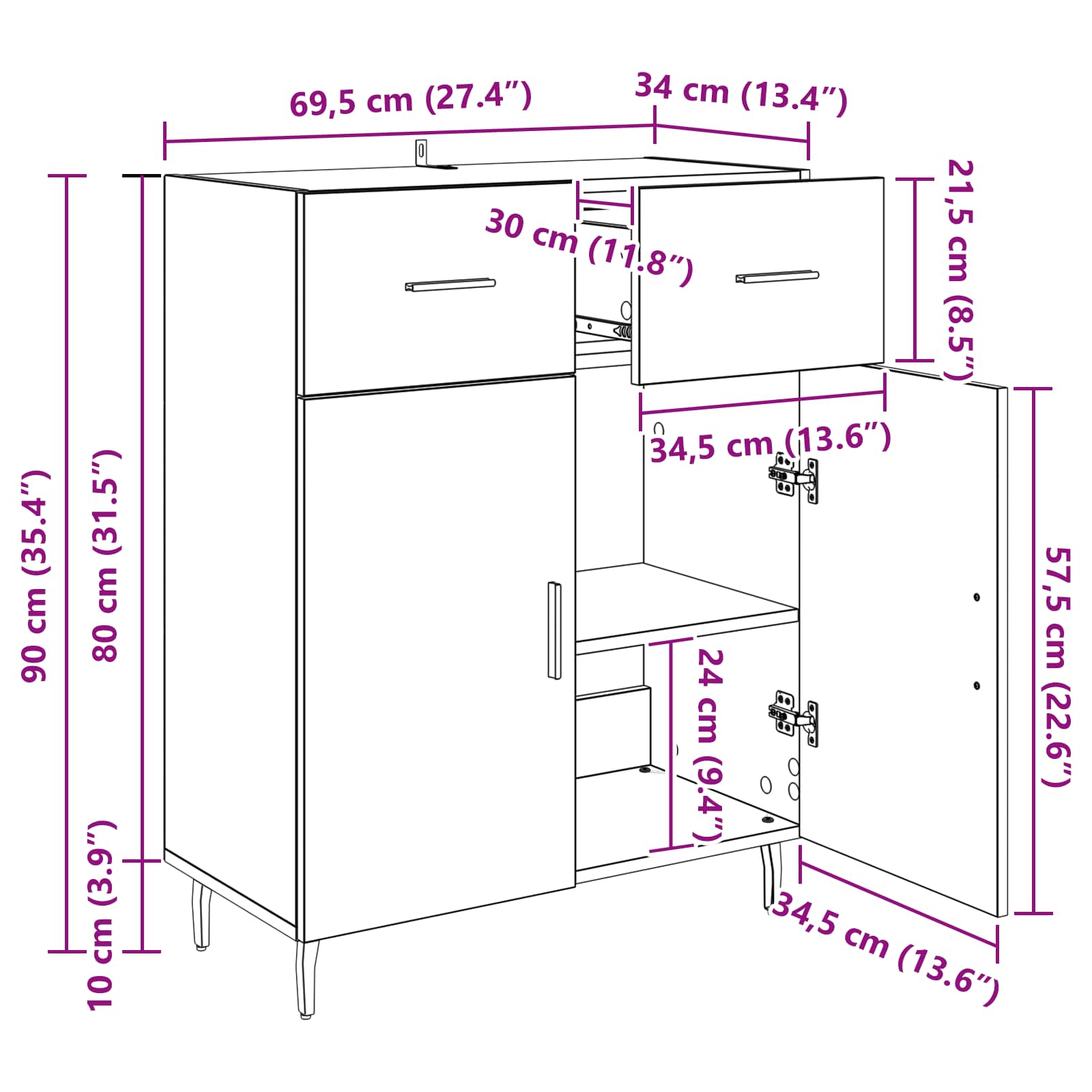 Vitrina Madera Vieja 69,5 x 34 x 90 cm Madera contrachapada