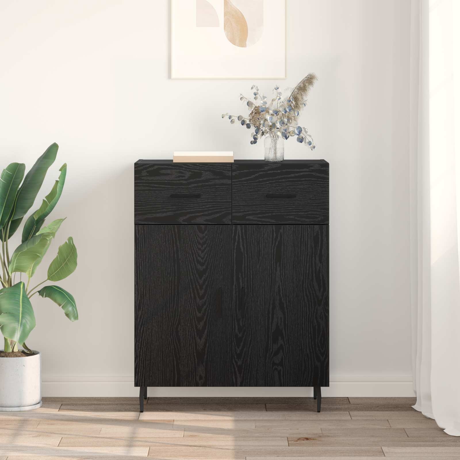 Vitrina Roble Negro 69,5 x 34 x 90 cm Madera contrachapada