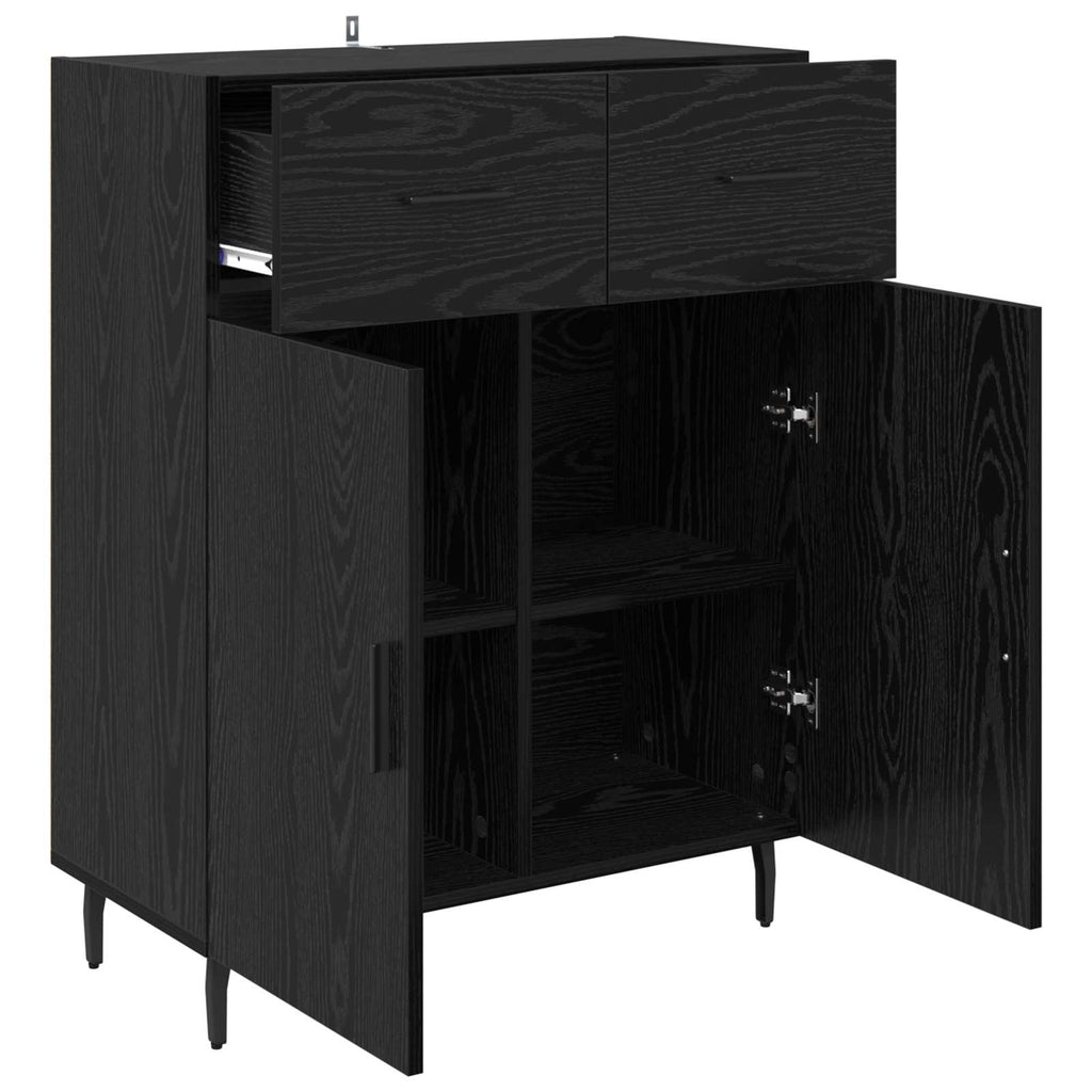 Vitrina Roble Negro 69,5 x 34 x 90 cm Madera contrachapada