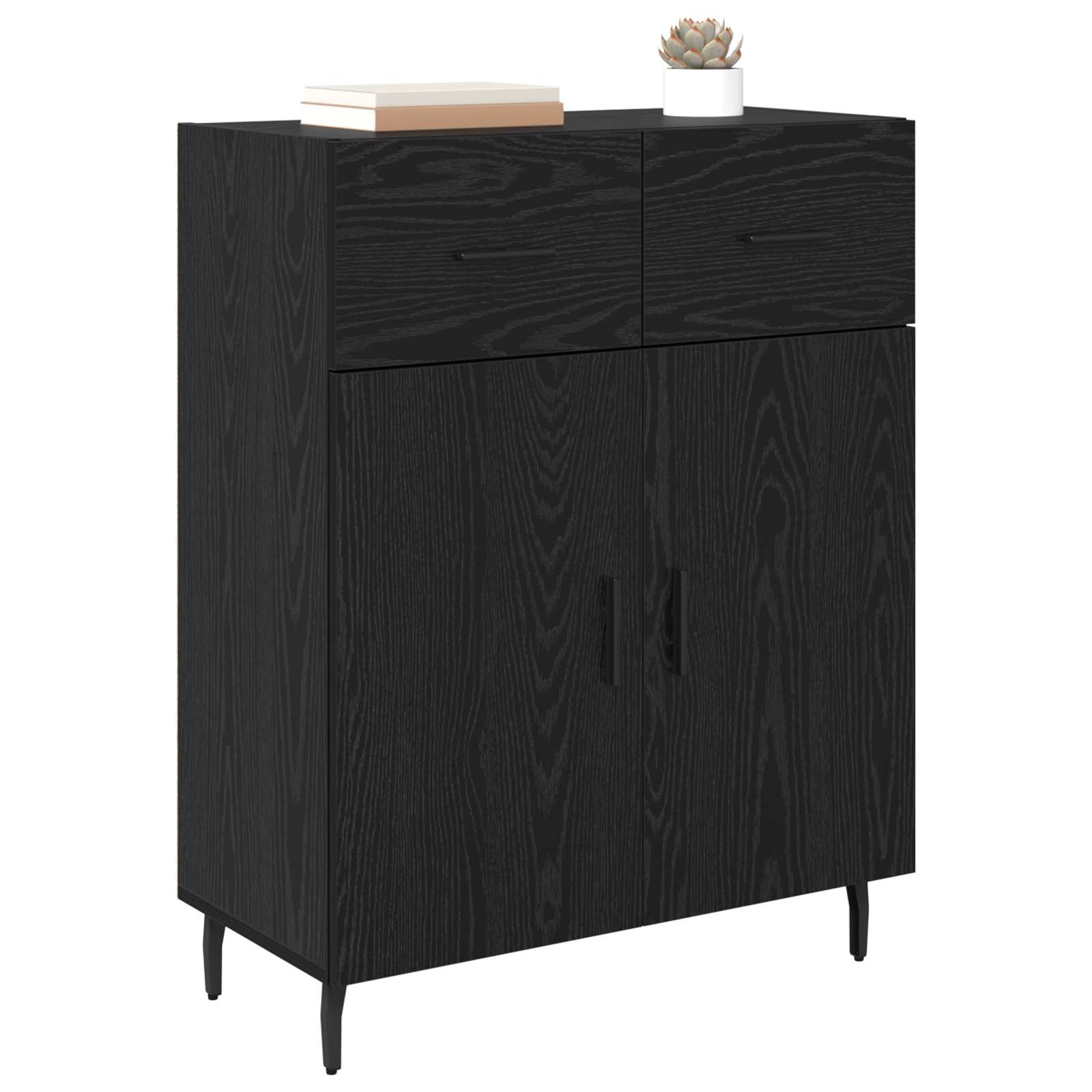 Vitrina Roble Negro 69,5 x 34 x 90 cm Madera contrachapada