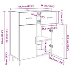 Vitrina Roble Negro 69,5 x 34 x 90 cm Madera contrachapada